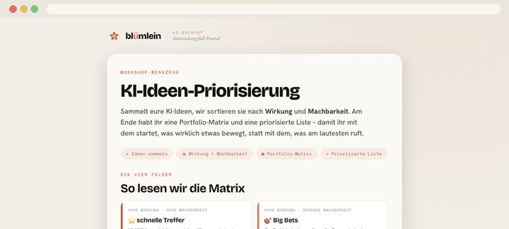 Vorschau: KI-Ideen-Priorisierung